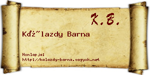 Kálazdy Barna névjegykártya