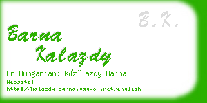barna kalazdy business card